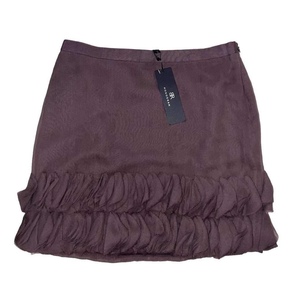 Banana Republic Monogram NEW 100% Silk Ruffled Mini Skirt Sz 4